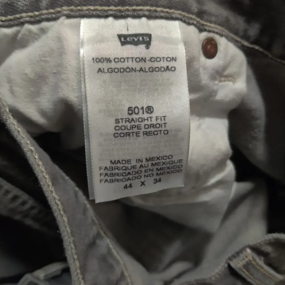 Vintage Levis 501xx Jeans‎ Mens 41 x 30 Light Grey Faded Button Fly Straight Y2K